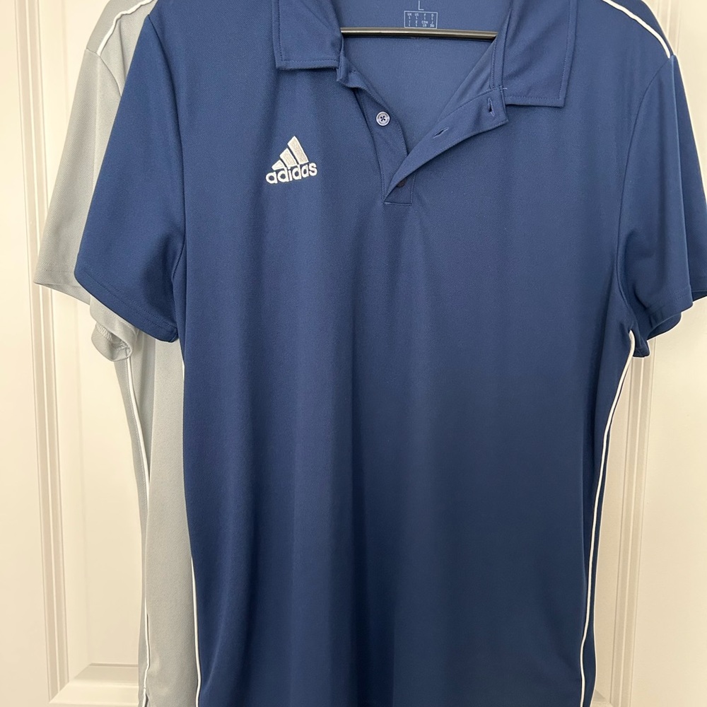 Adidas Men's Navy and Gray Polo Shirt Combo